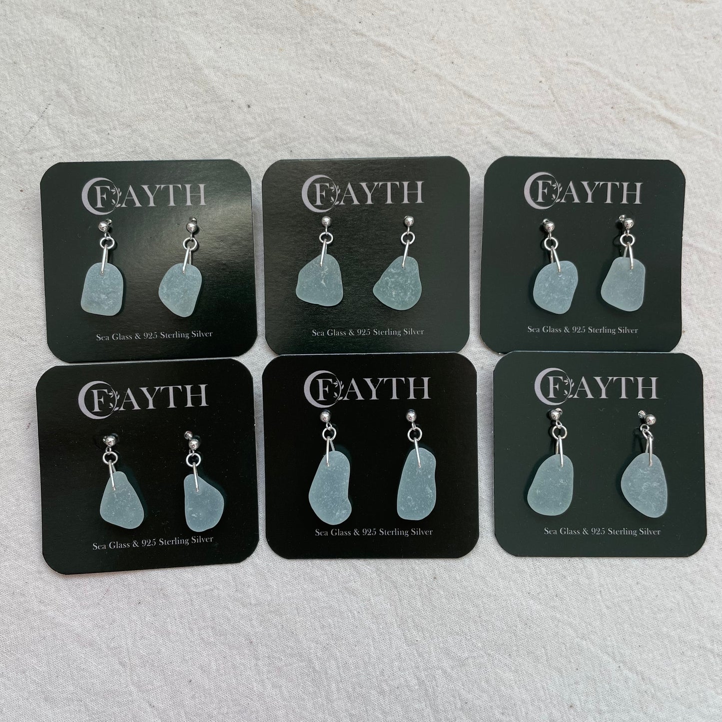 Seafoam Blue Sea Glass Dangle Studs