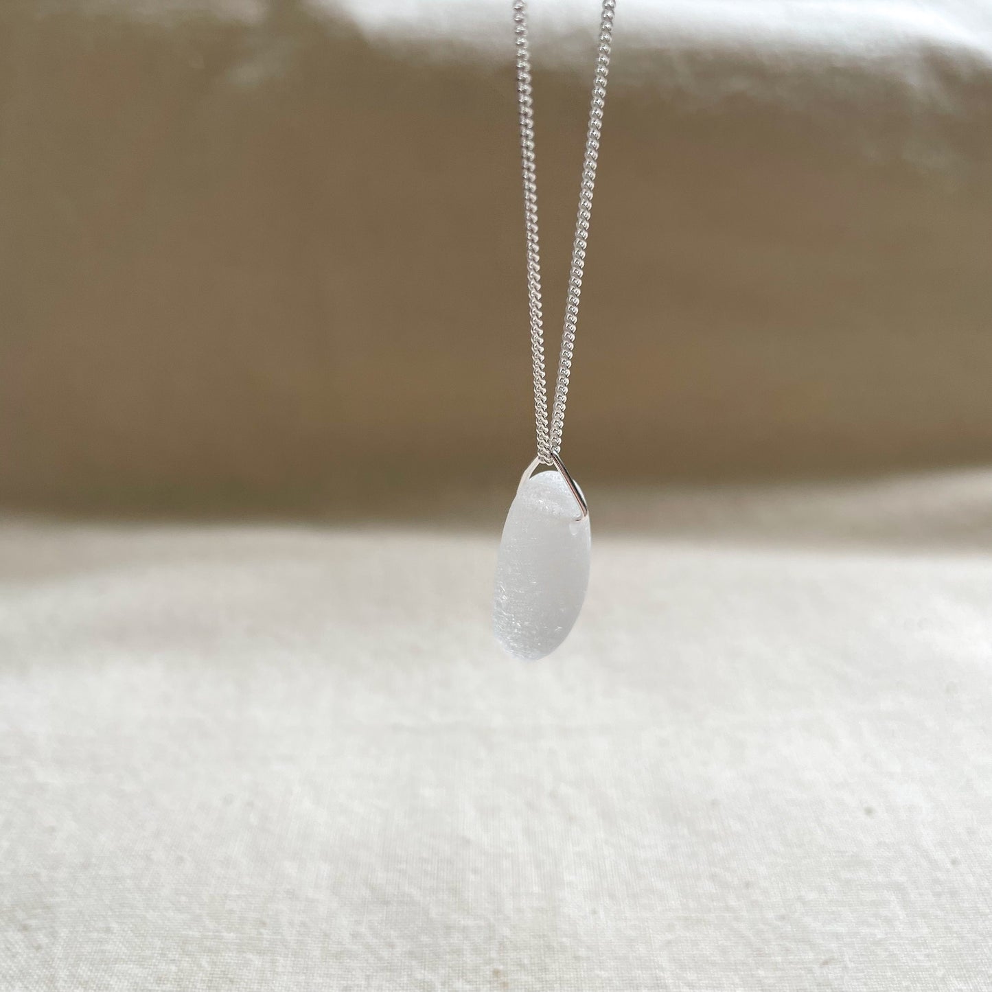White Sea Glass Necklace #121