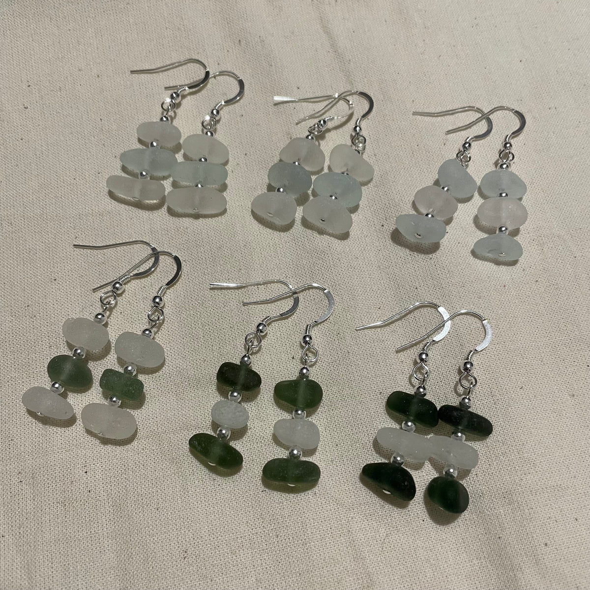 Sea Glass 3 Bead (Mixed) Dangle Earrings
