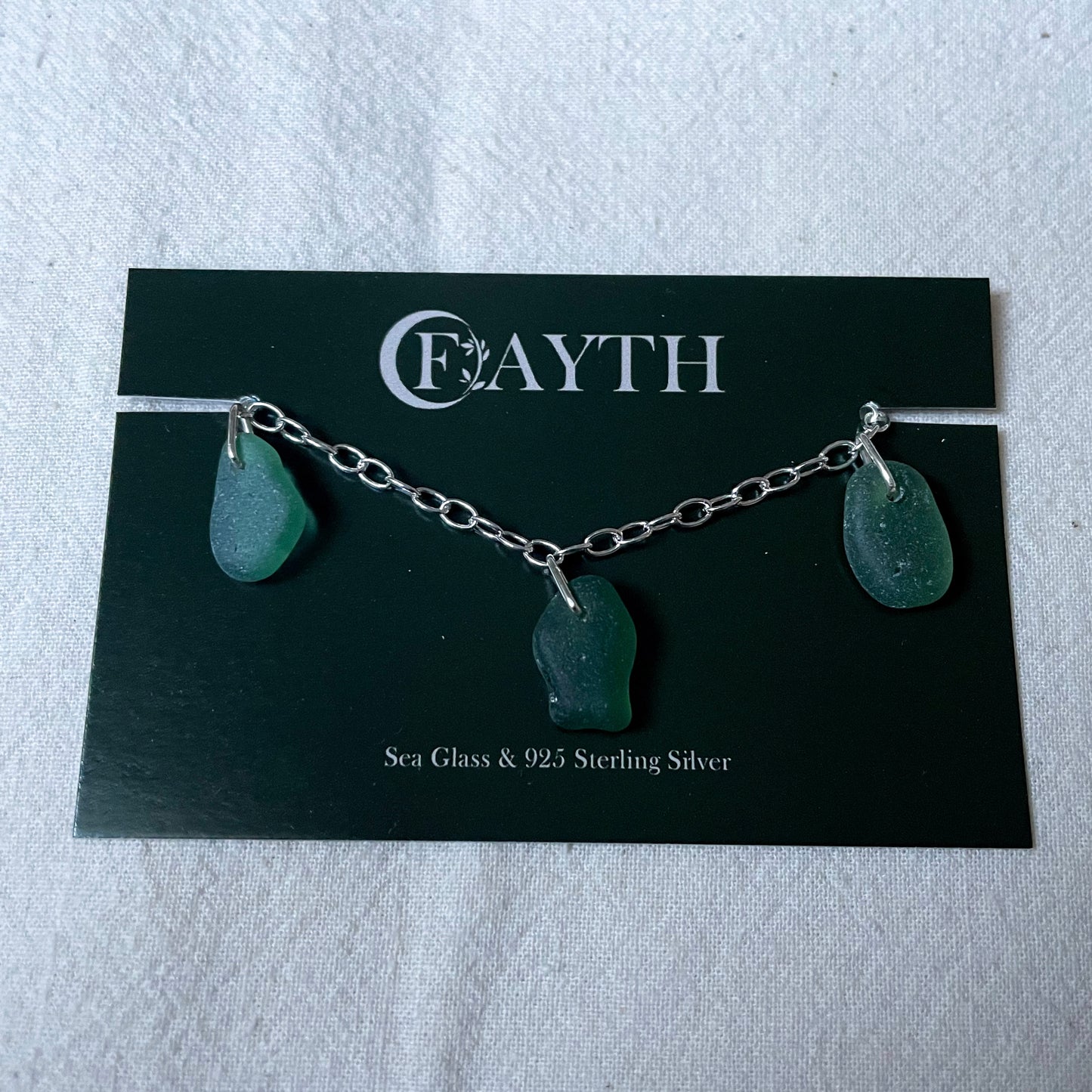 Green Sea Glass Cable Chain Bracelet