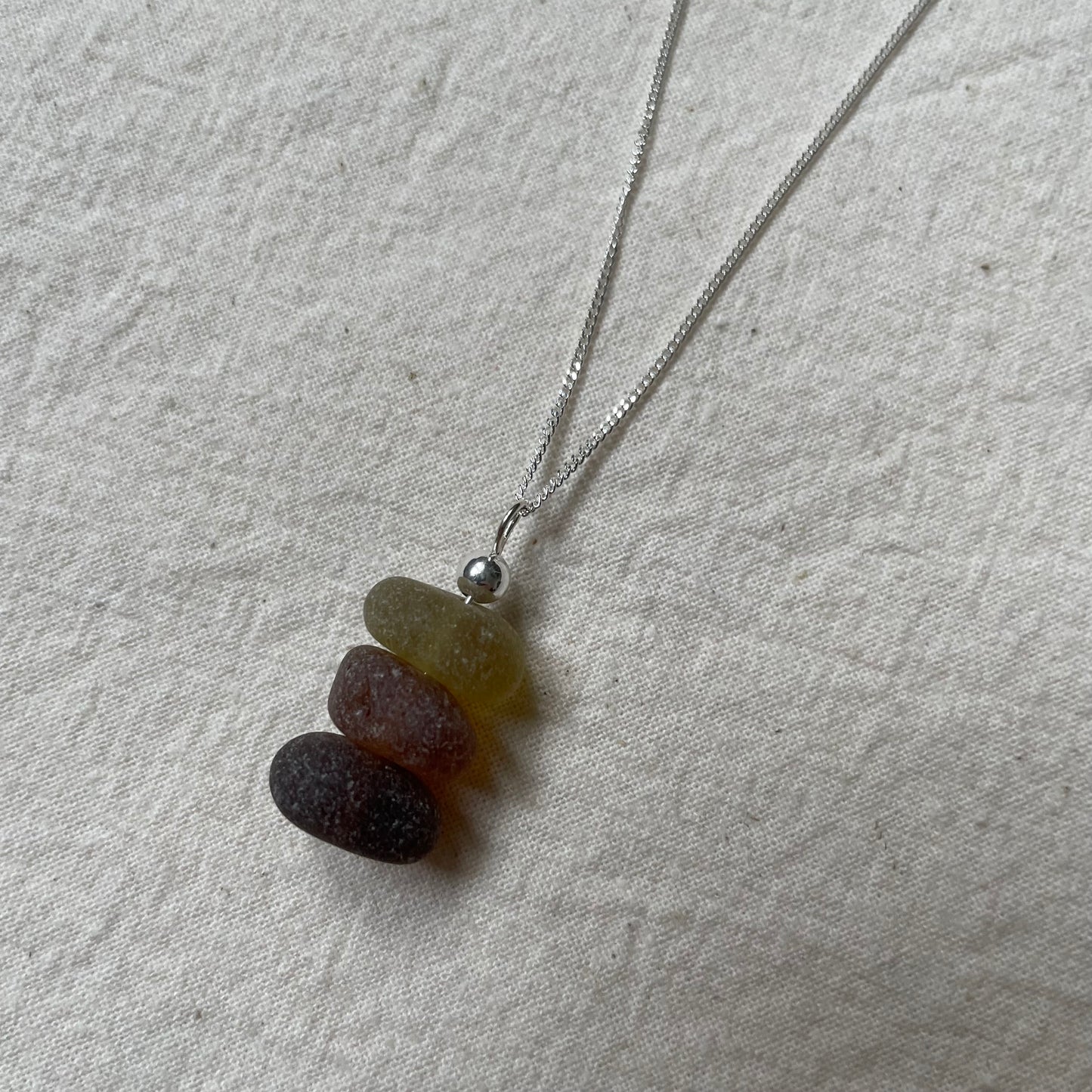 Browns & Yellow Sea Glass “Sea Stack” Necklace #308