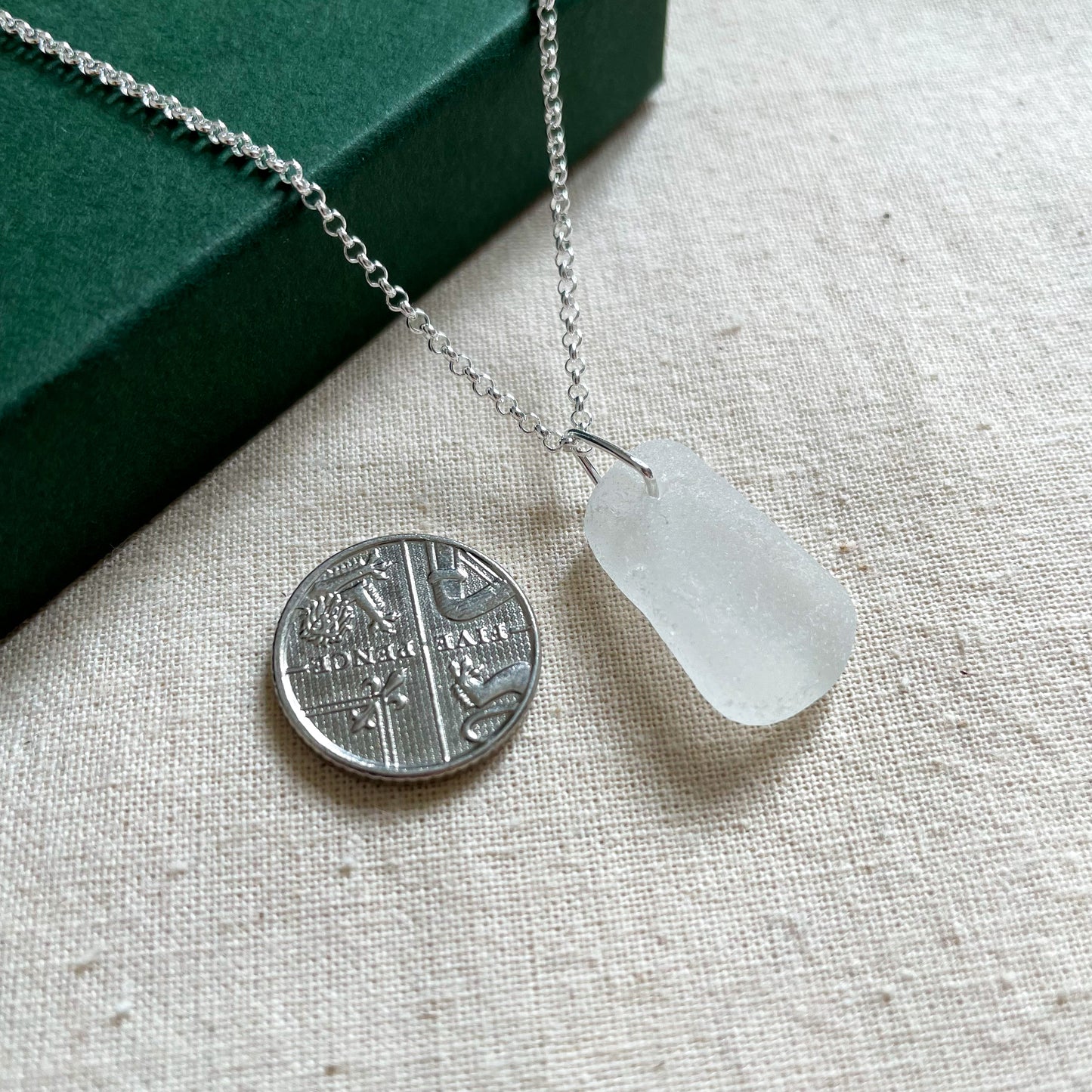White Sea Glass Necklace #113