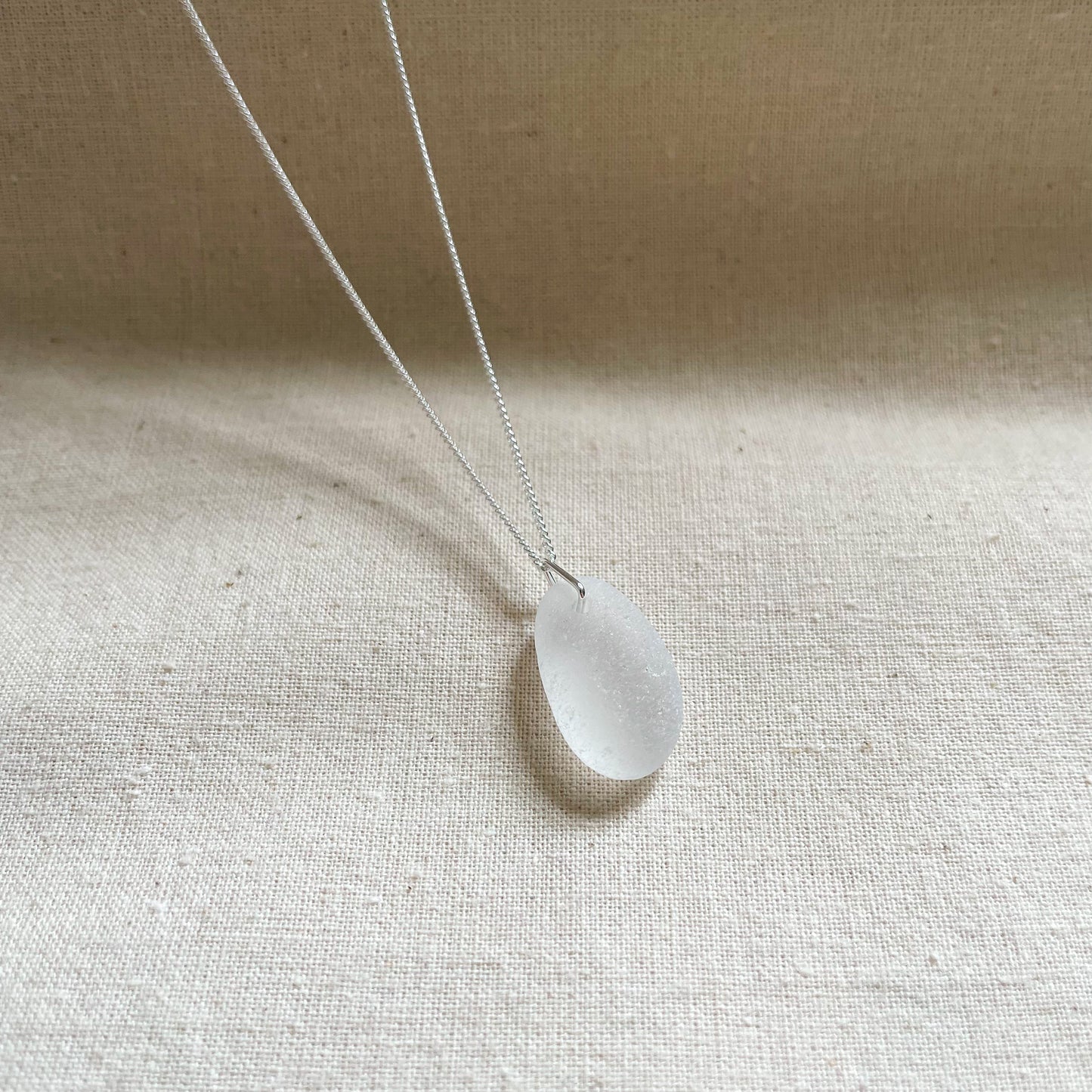 White Sea Glass Necklace #121