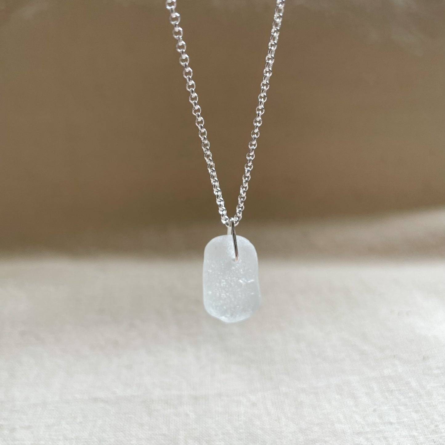 White Sea Glass Necklace #113