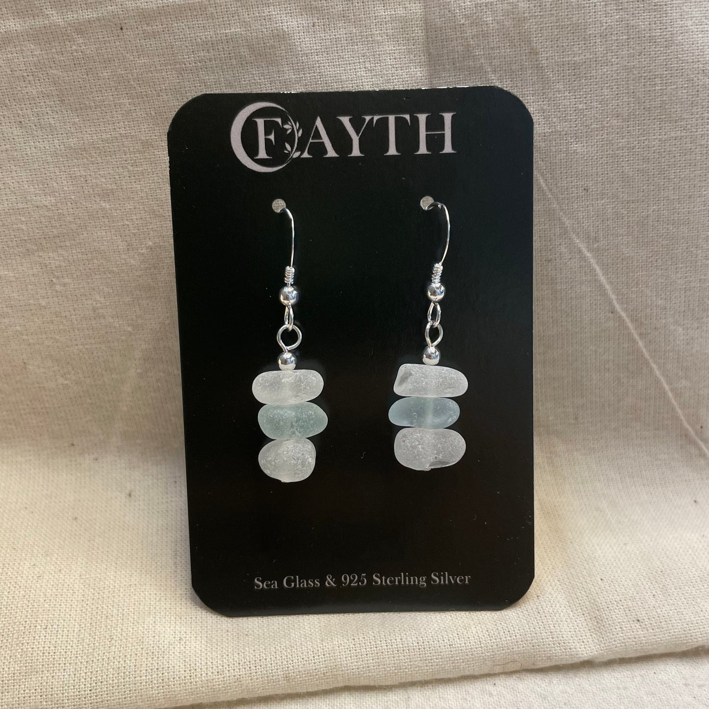 White and blue 1 Bead dangle Earrings (#901)