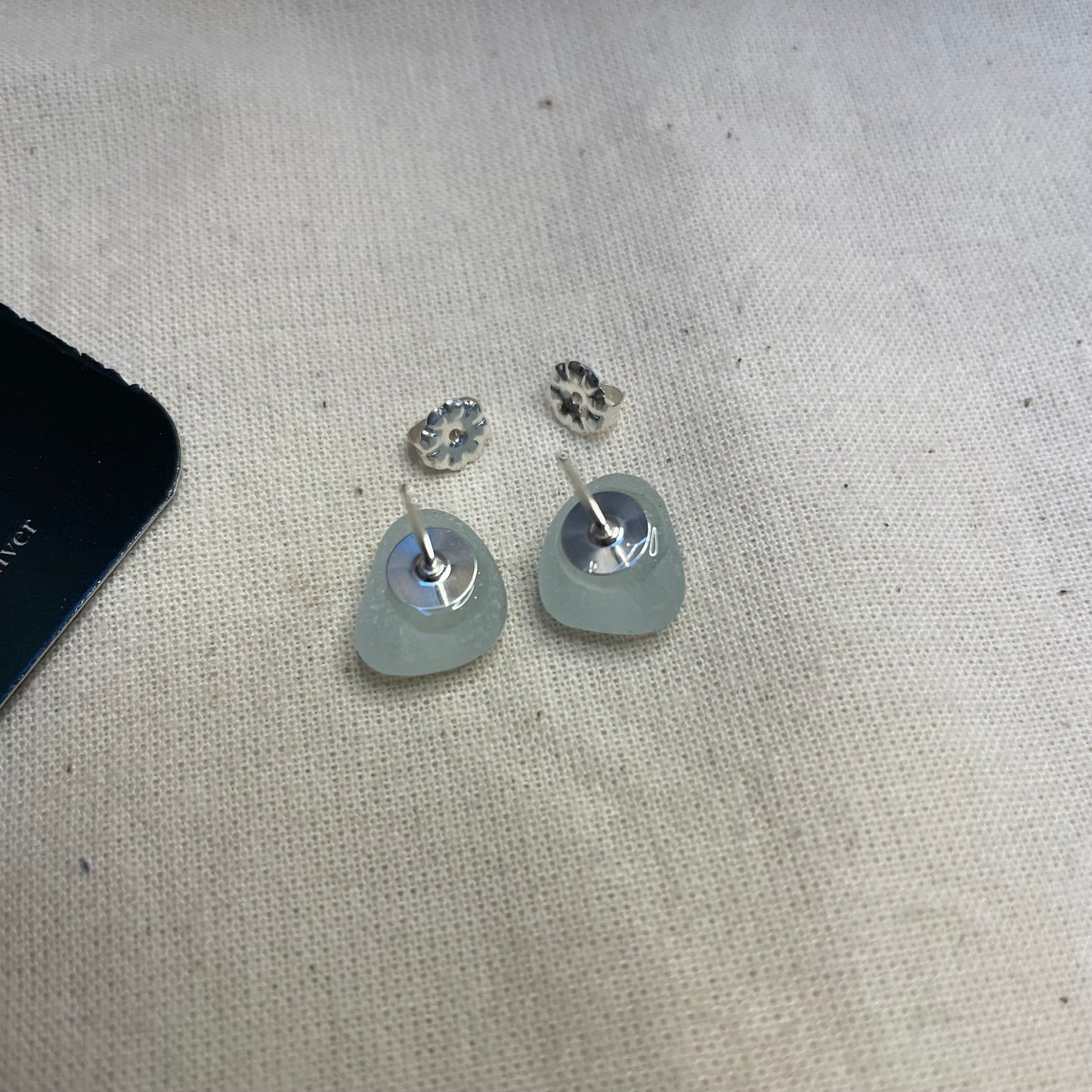 Seafoam blue Sea Glass Studs (#1)