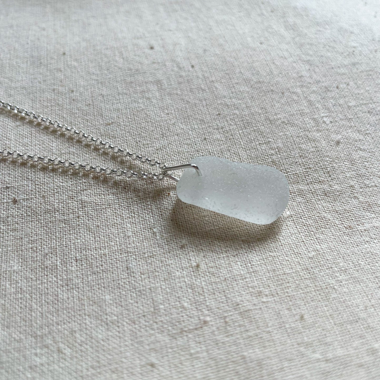 White Sea Glass Necklace #113