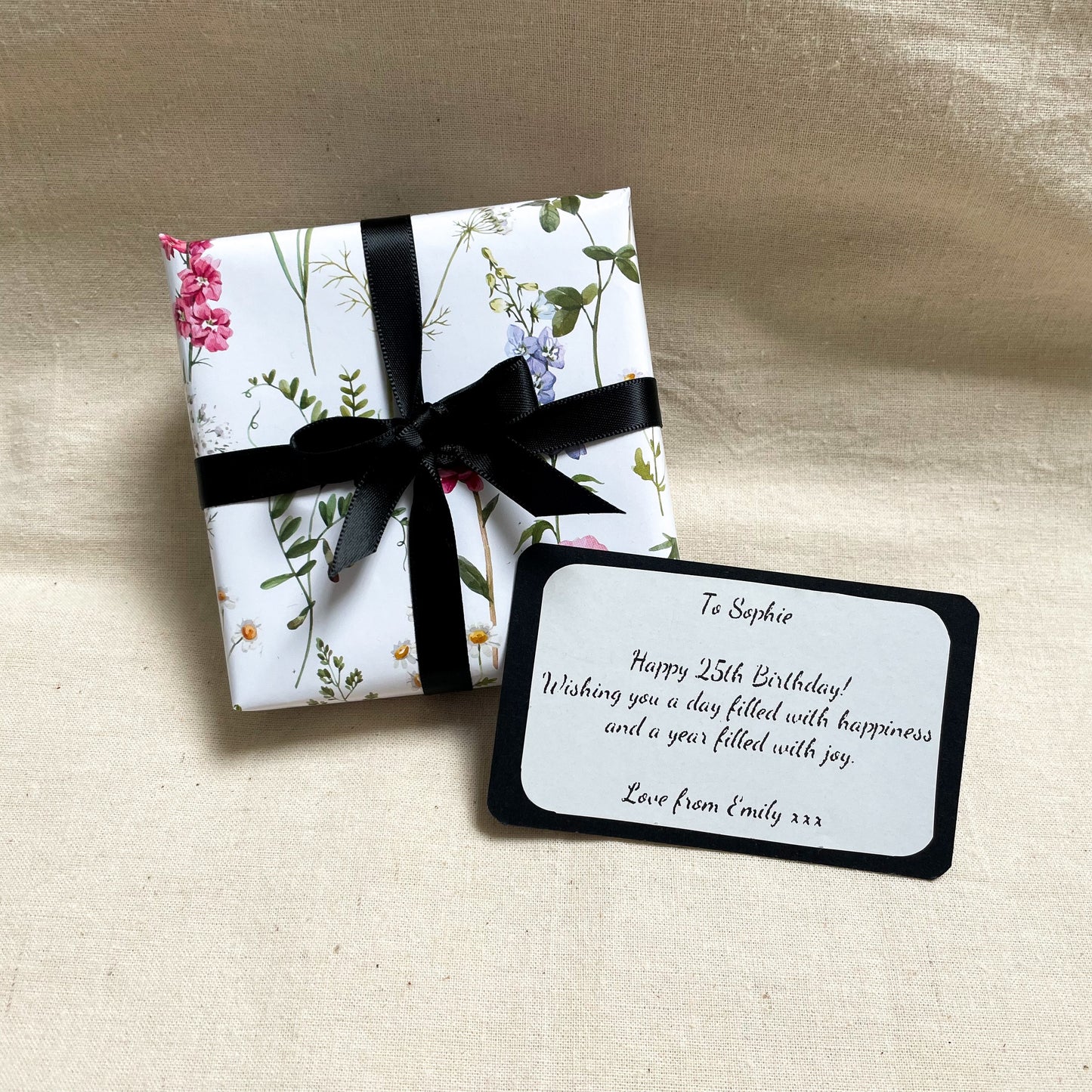 Gift box with personalised note card