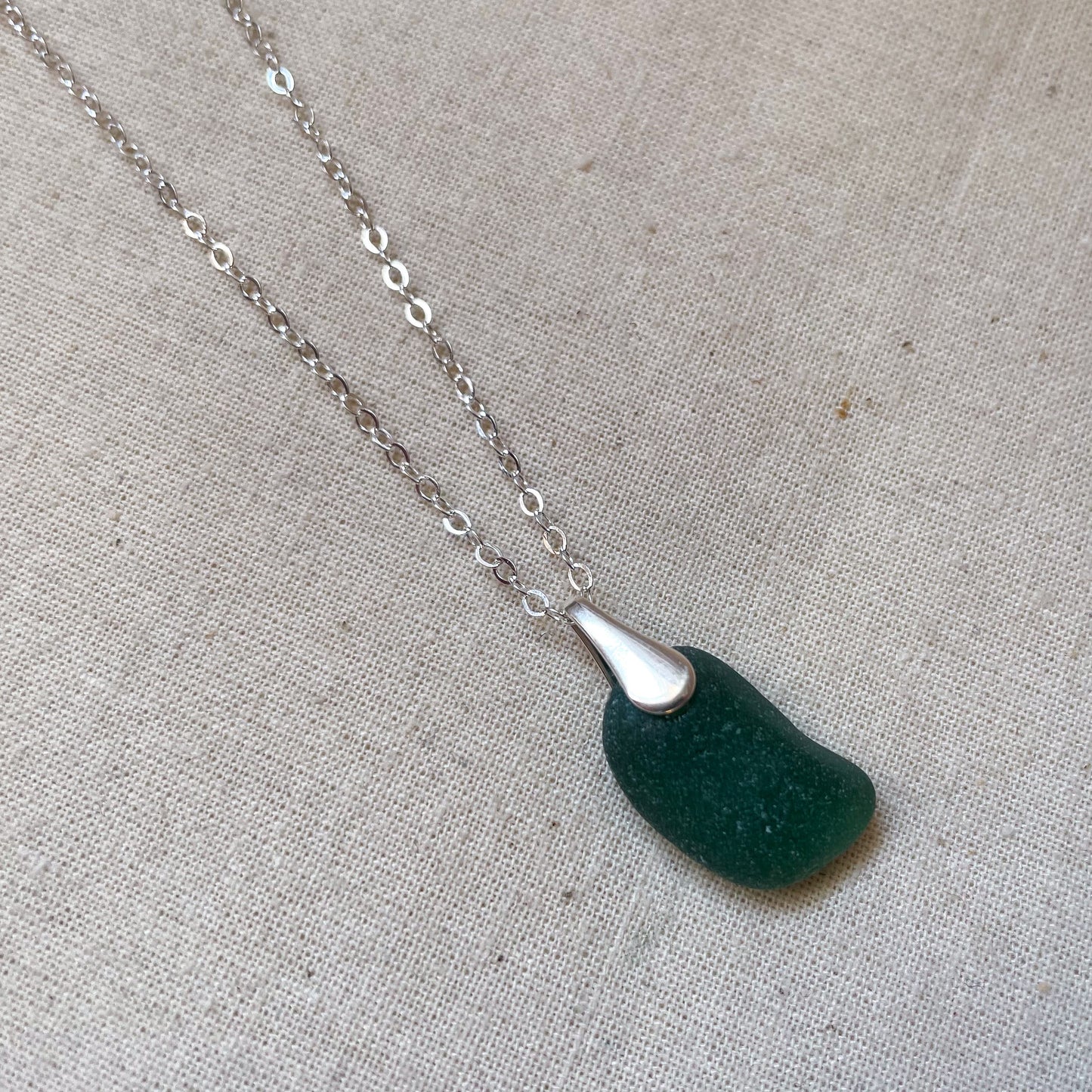 Green sea glass necklace