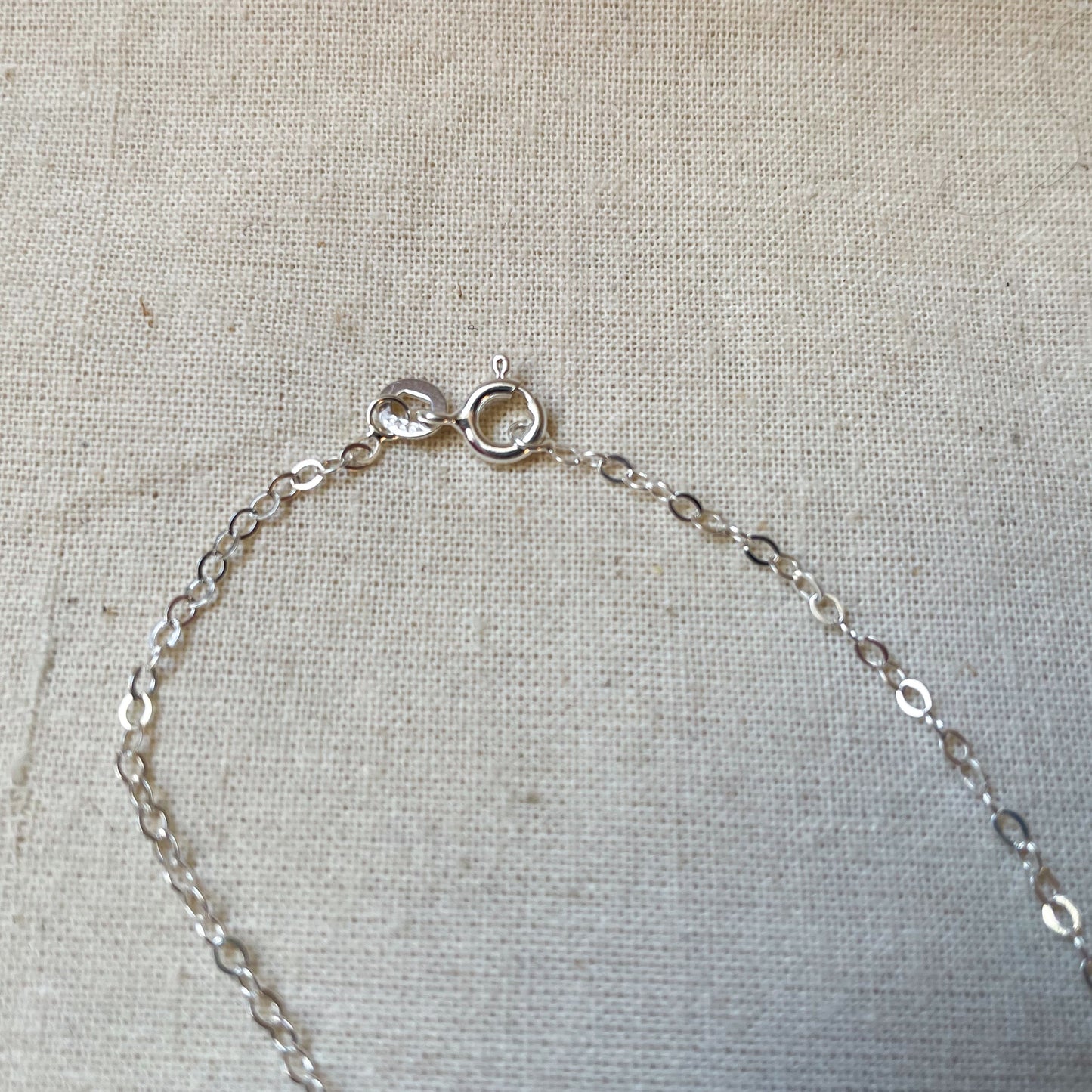 Sterling silver bolt ring clasp on necklace