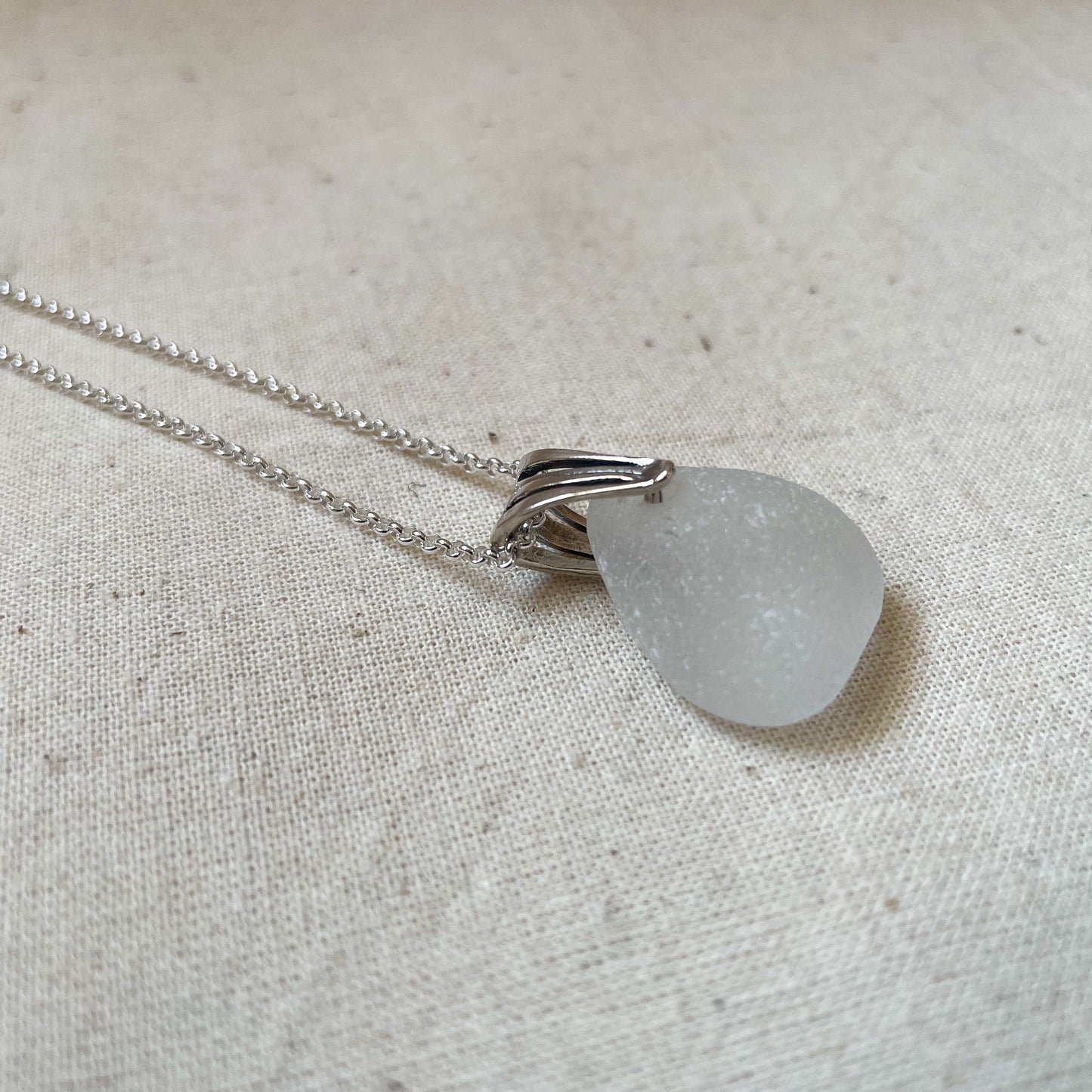 White sea glass pendant