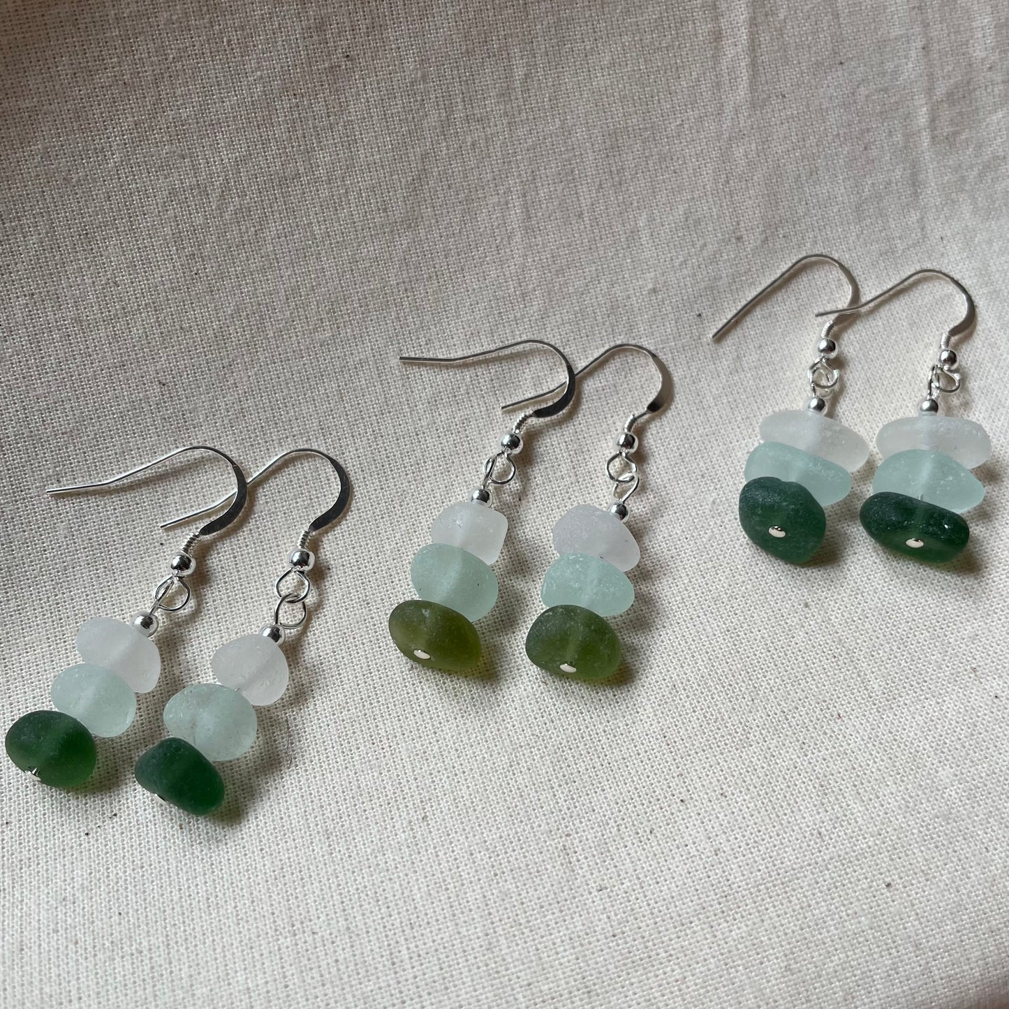 Sea Glass (3 Colour) 1 Bead Dangle Earrings