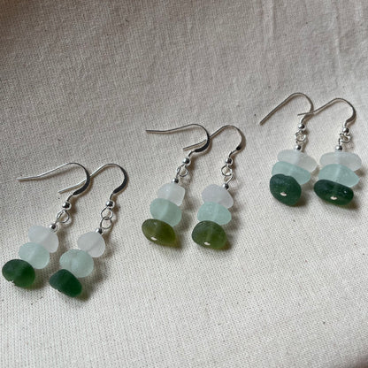 Sea Glass (3 Colour) 1 Bead Dangle Earrings