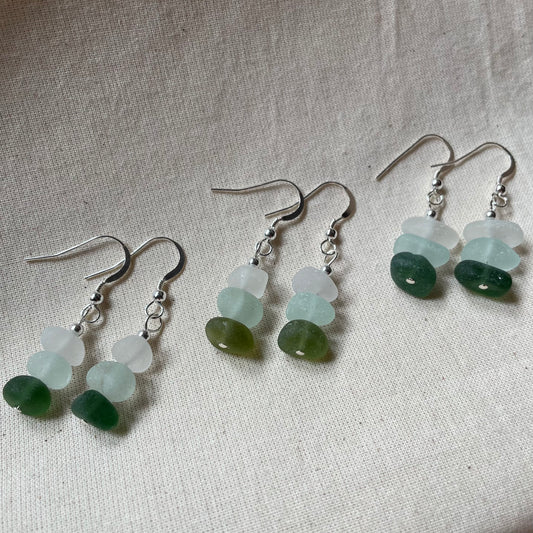 Sea Glass (3 Colour) 1 Bead Dangle Earrings