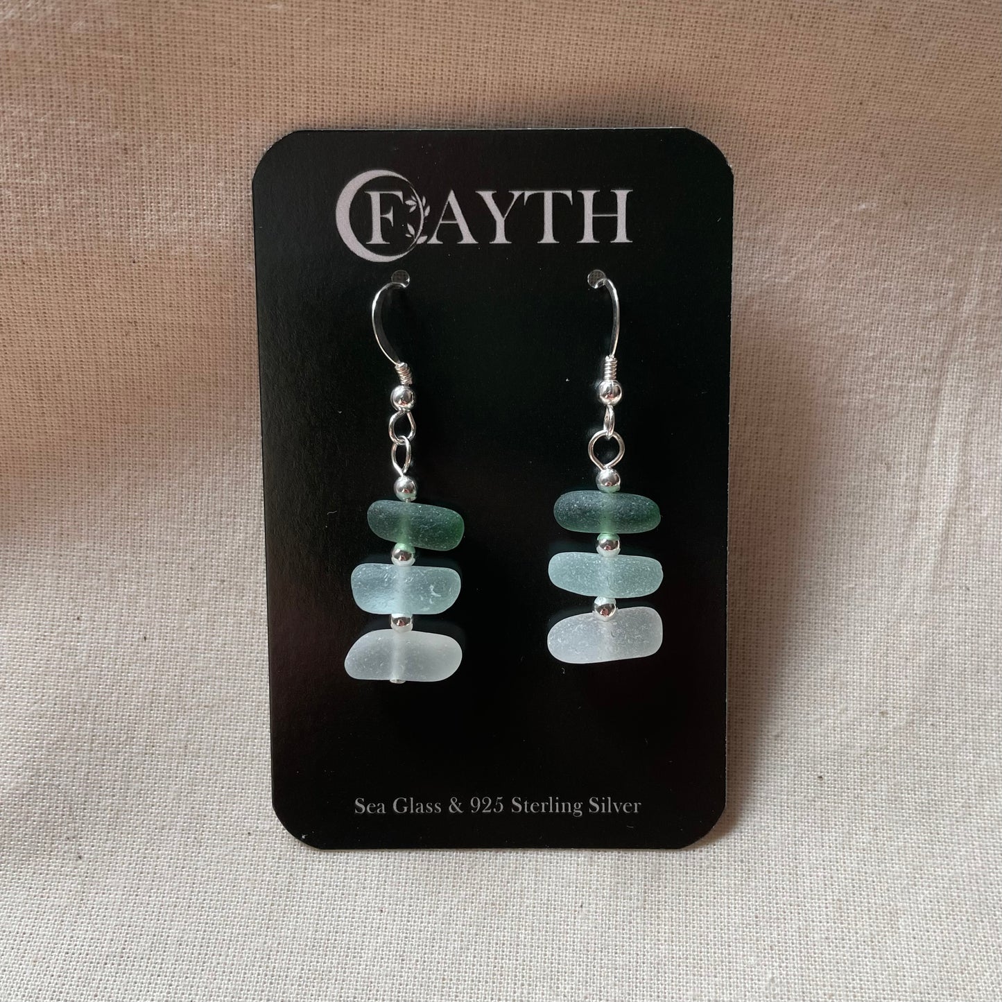 Sea Glass 3 Bead (3 Colour) Dangle Earrings