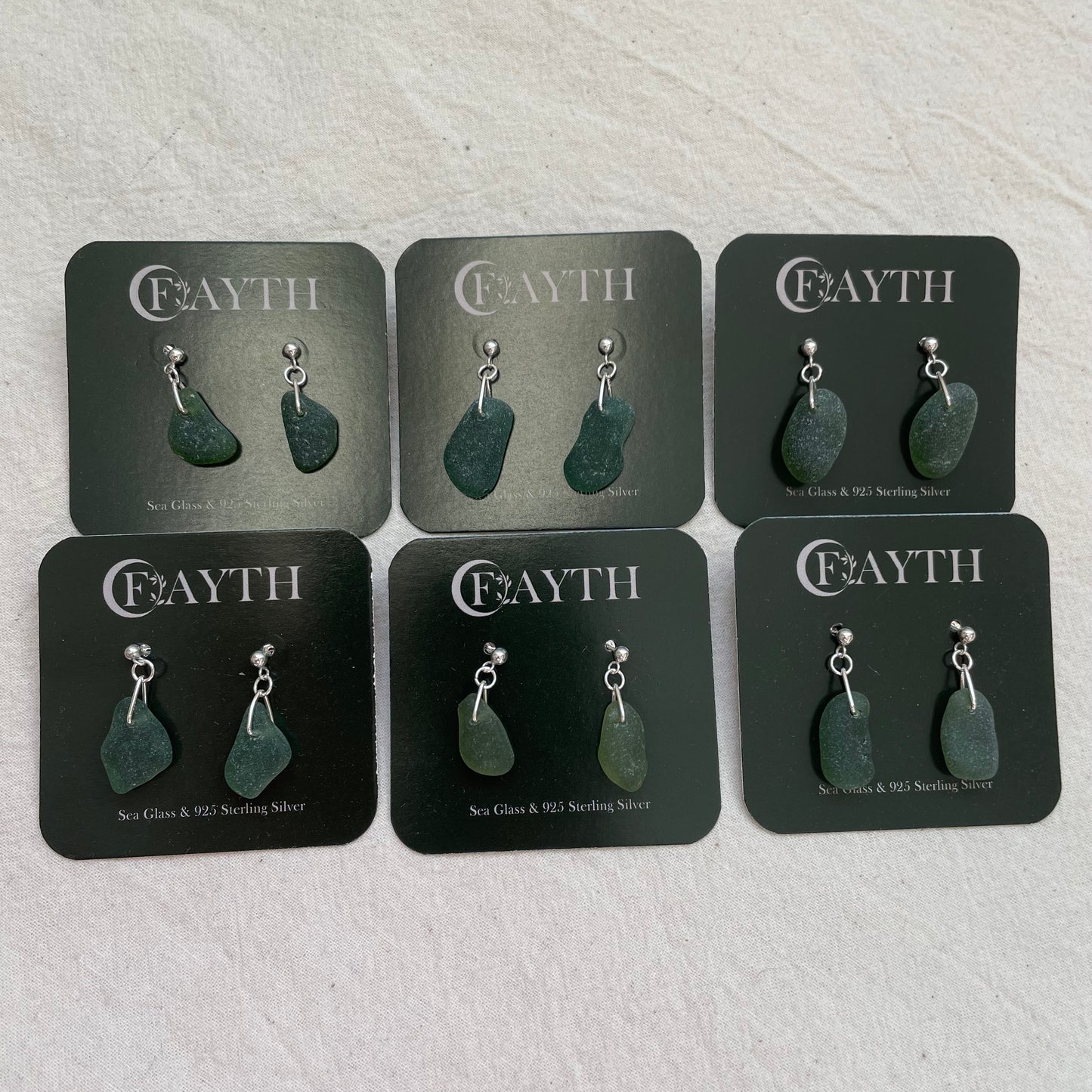 Green Sea Glass Dangle Studs