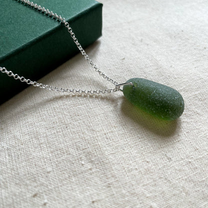 Green Sea Glass Necklace #110