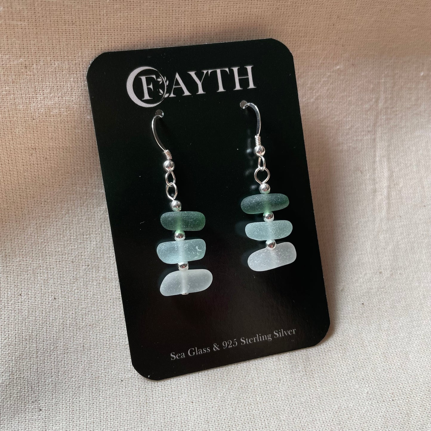 Sea Glass 3 Bead (3 Colour) Dangle Earrings