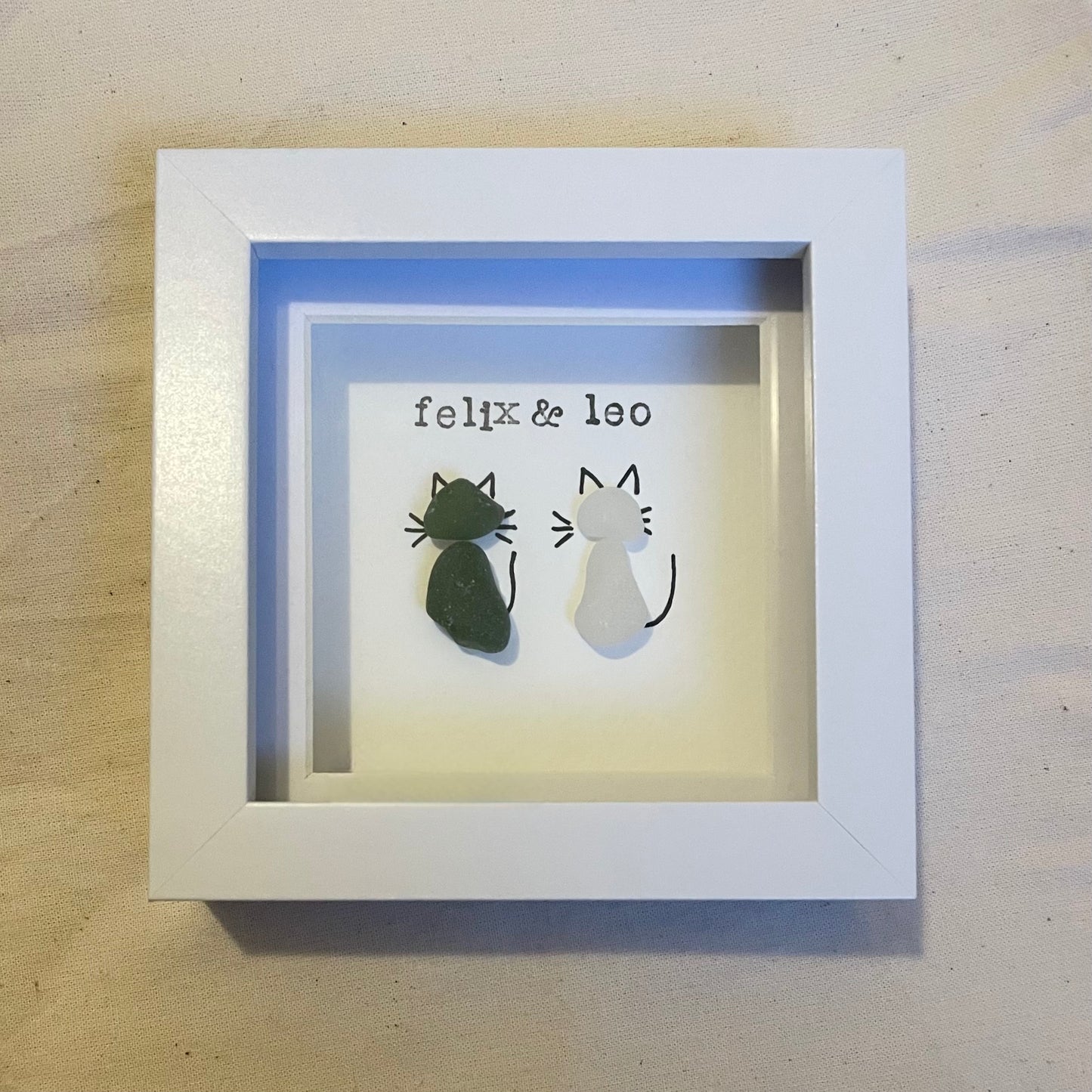 Personalised Seaglass Cat Frame