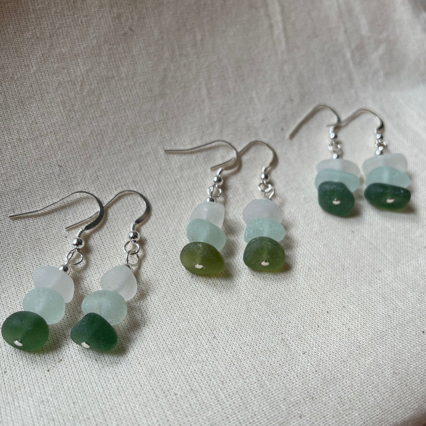 Sea Glass (3 Colour) 1 Bead Dangle Earrings