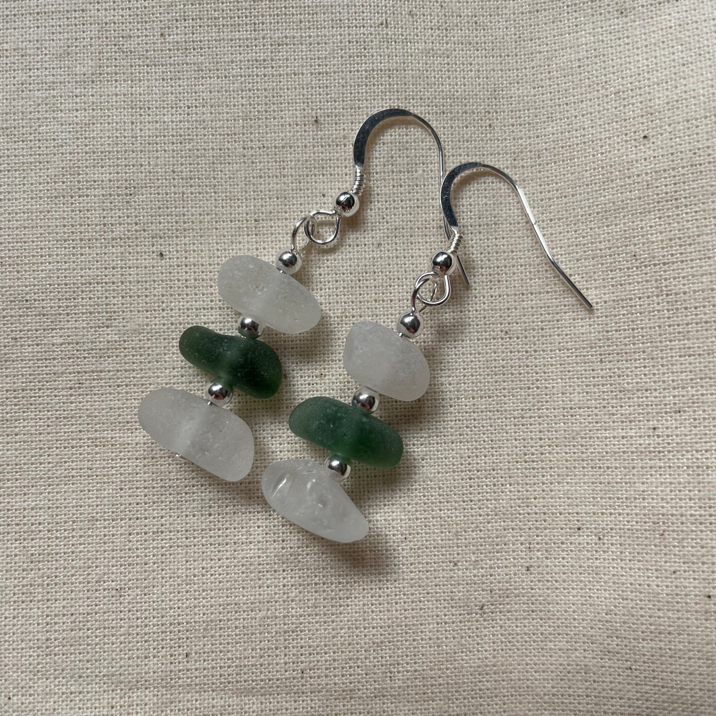 Sea Glass 3 Bead (Mixed) Dangle Earrings
