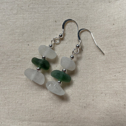 Sea Glass 3 Bead (Mixed) Dangle Earrings