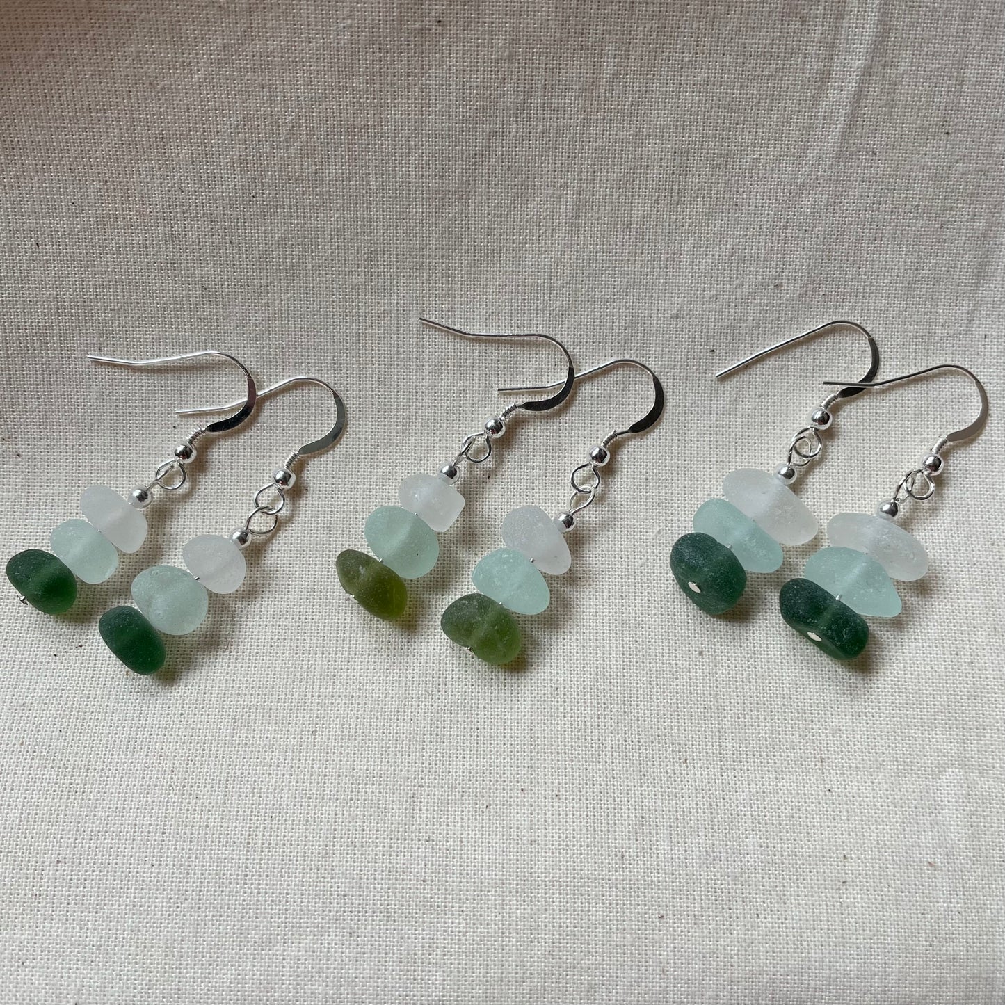 Sea Glass (3 Colour) 1 Bead Dangle Earrings