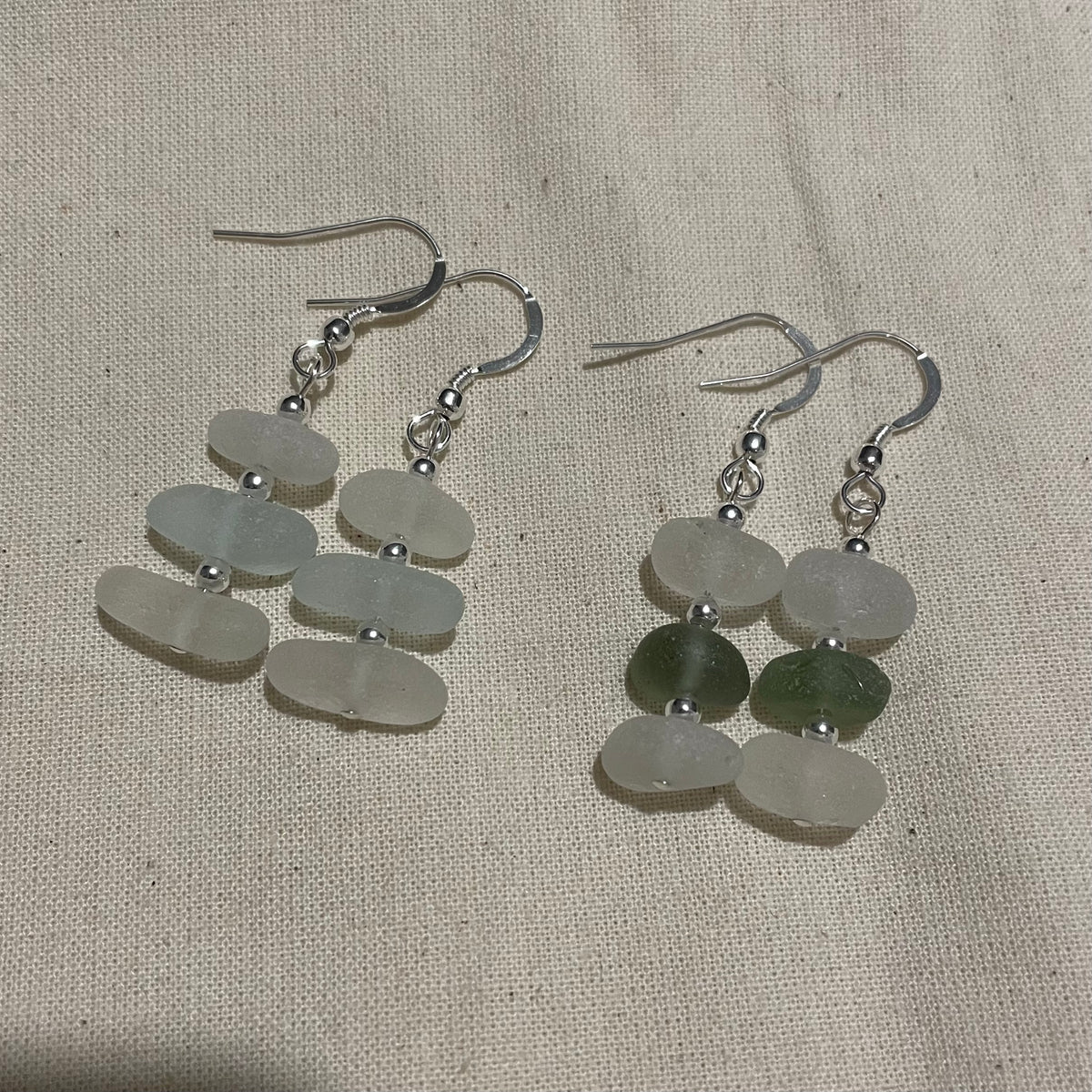 Sea Glass 3 Bead (Mixed) Dangle Earrings