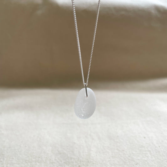 White Sea Glass Necklace #121