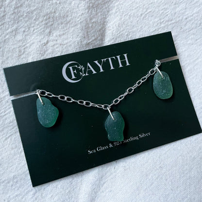 Green Sea Glass Cable Chain Bracelet
