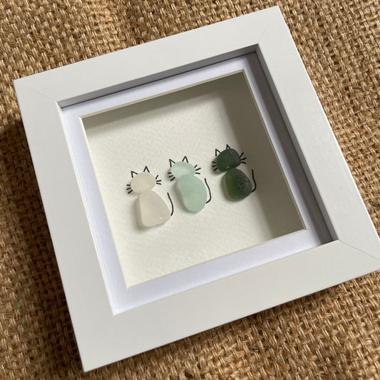 3 seaglass cats