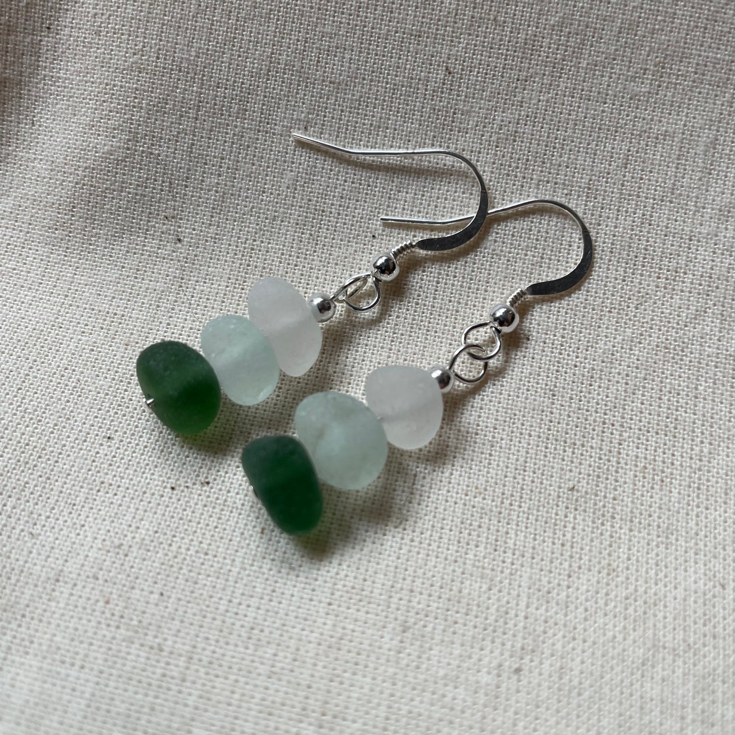 Sea Glass (3 Colour) 1 Bead Dangle Earrings
