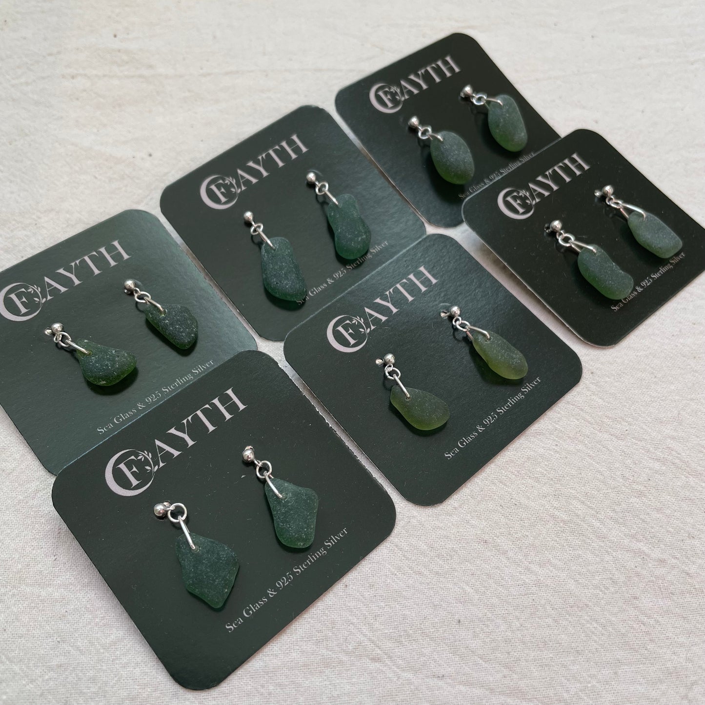 Green Sea Glass Dangle Studs