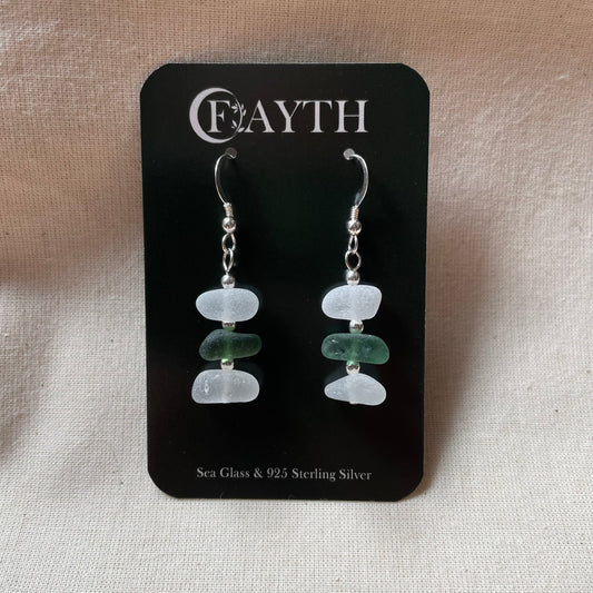 Sea Glass 3 Bead (Mixed) Dangle Earrings