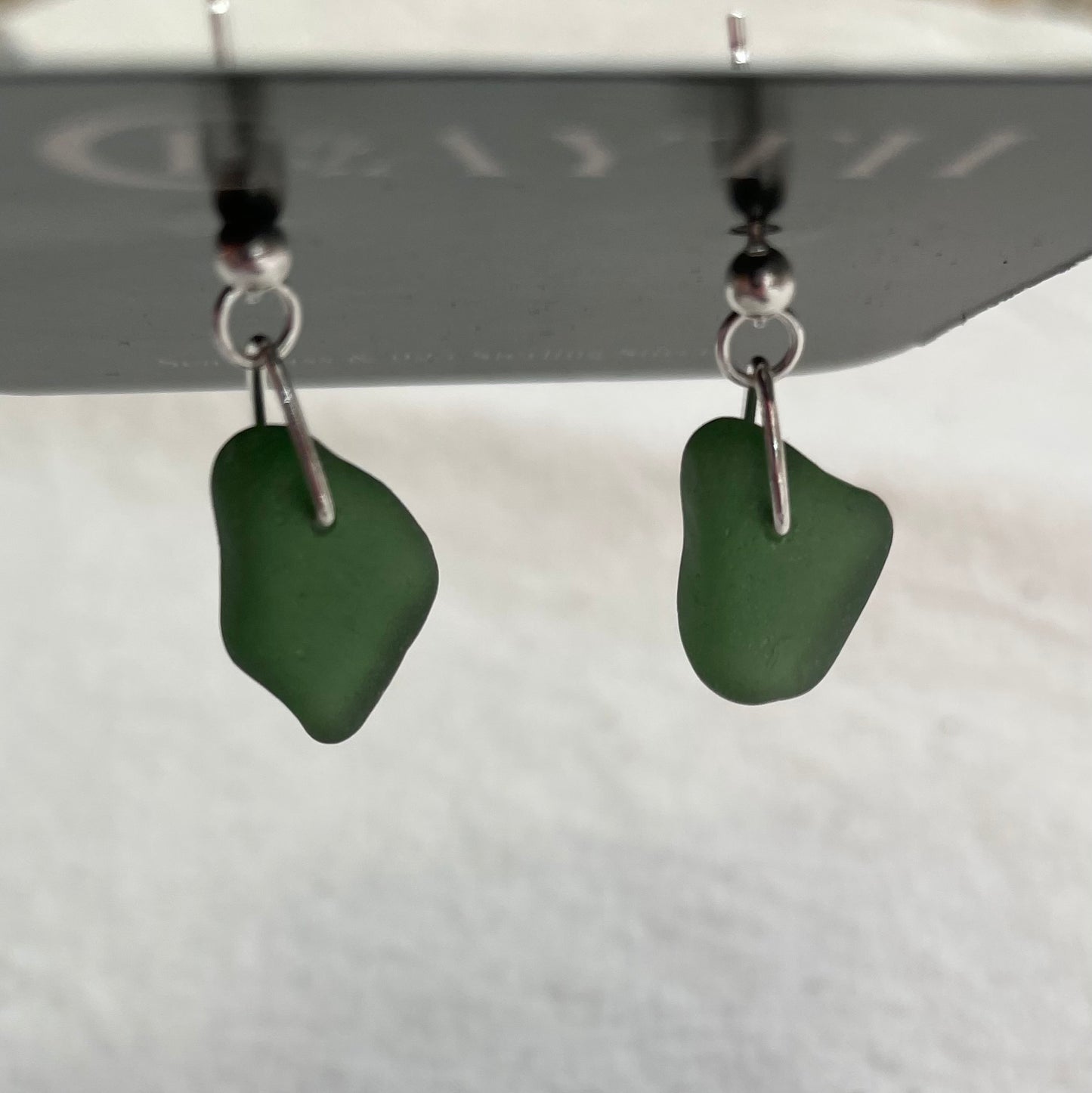 Green Sea Glass Dangle Studs