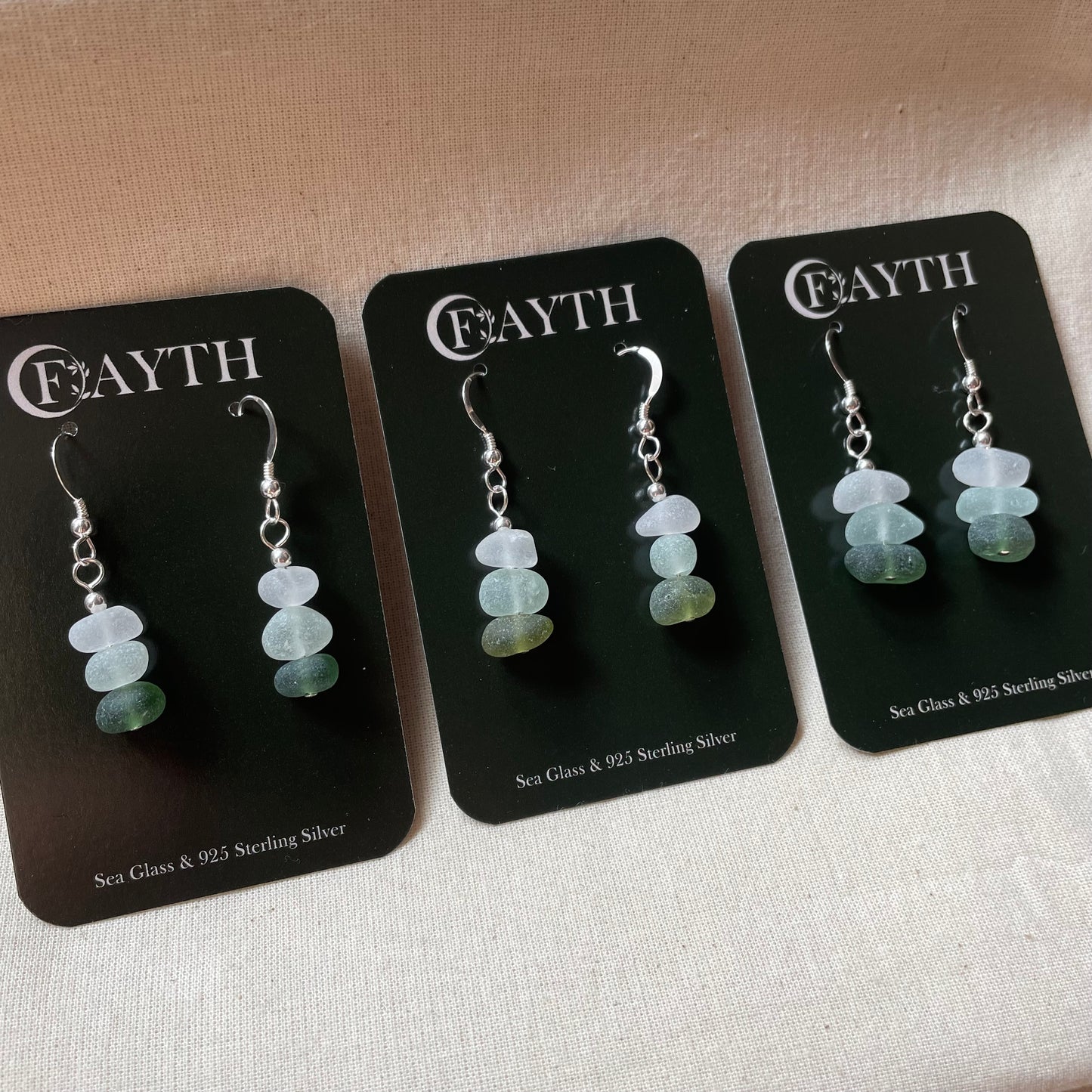 Sea Glass (3 Colour) 1 Bead Dangle Earrings