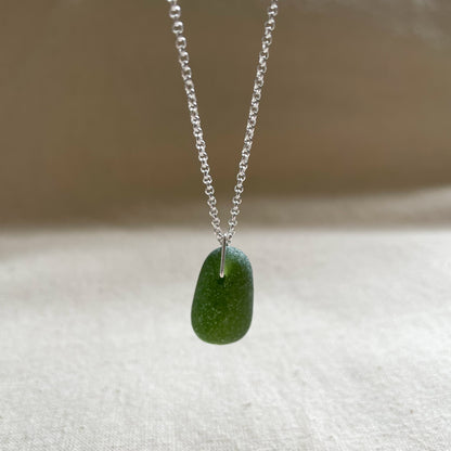 Green Sea Glass Necklace #110