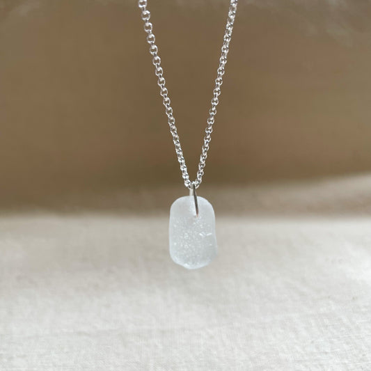 White Sea Glass Necklace #113