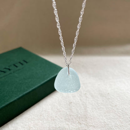 Seafoam Blue Sea Glass Necklace #114