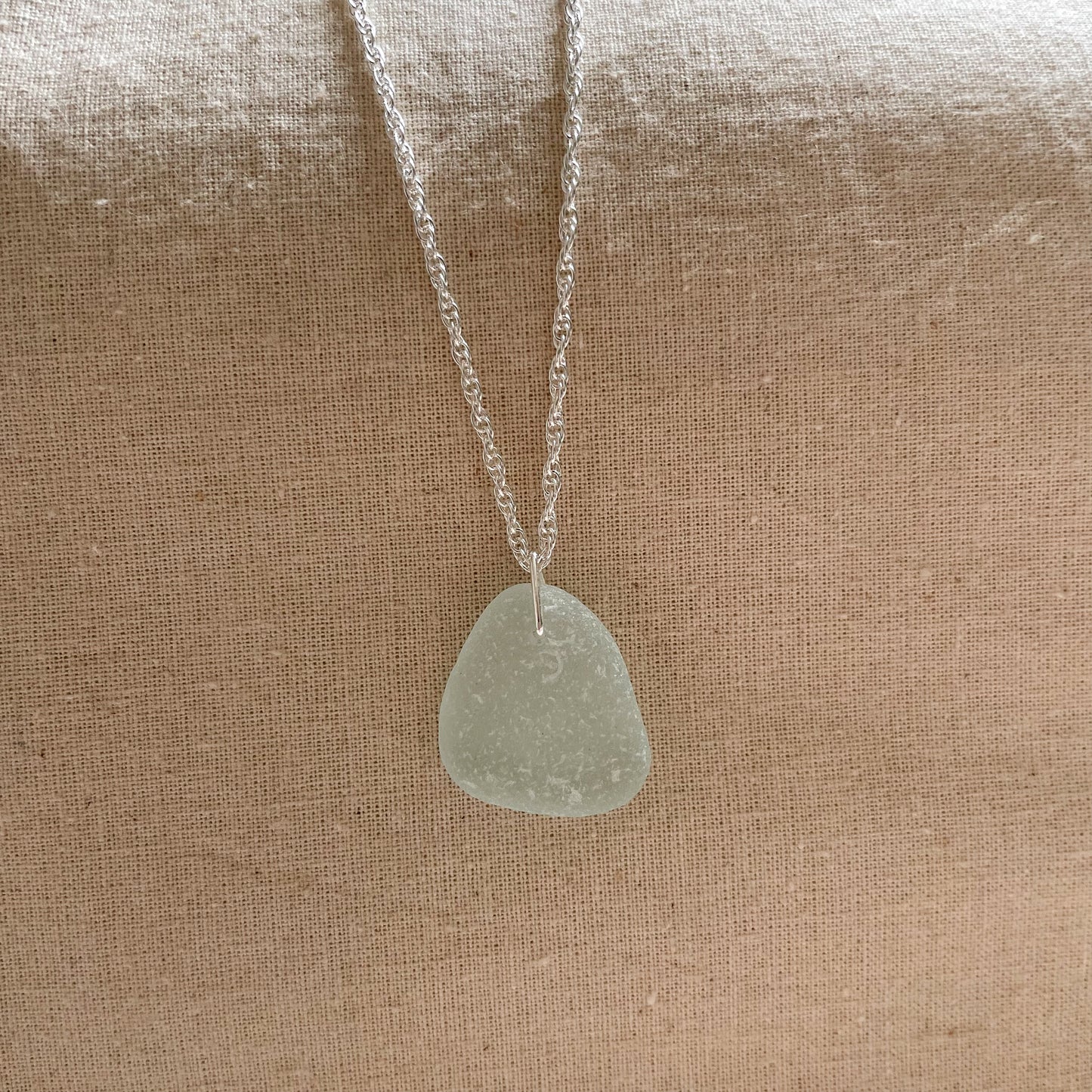 Seafoam Blue Sea Glass Necklace #114