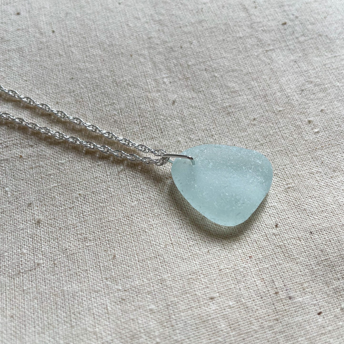 Seafoam Blue Sea Glass Necklace #114