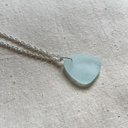 Seafoam Blue Sea Glass Necklace #114