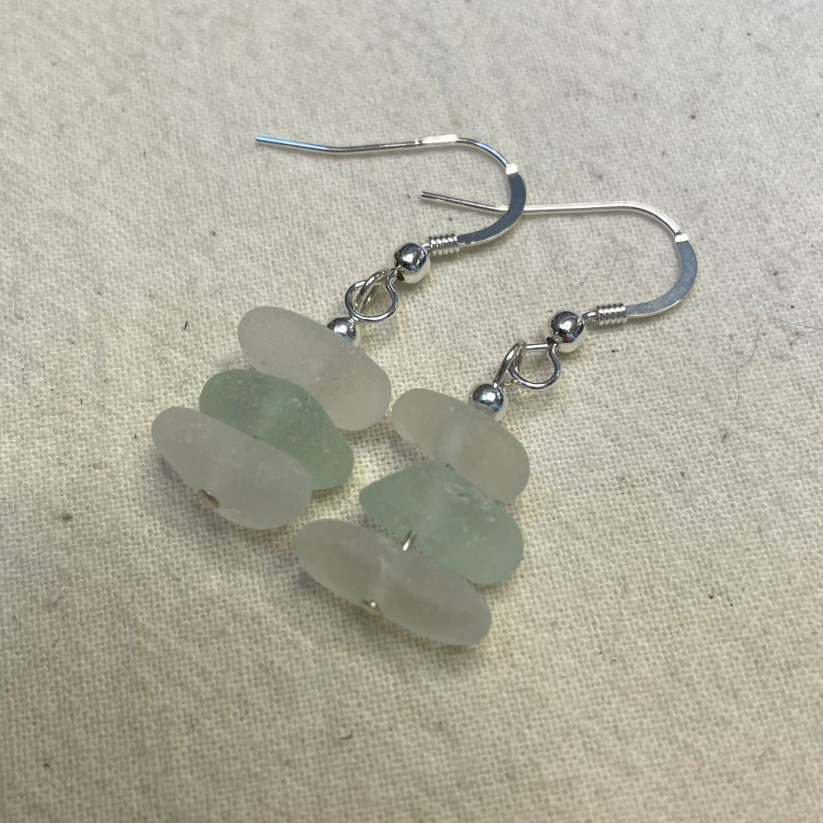 White and blue 1 Bead dangle Earrings (#902)
