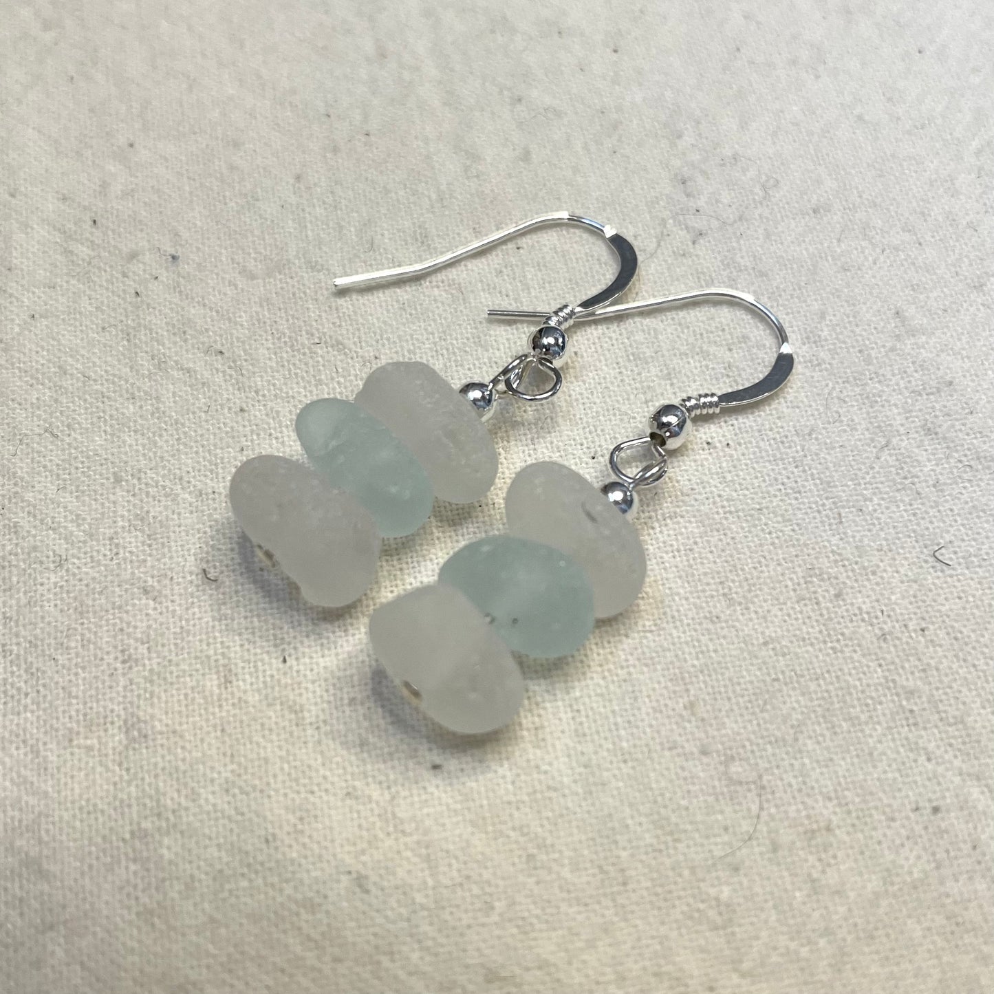White and blue 1 Bead dangle Earrings (#901)