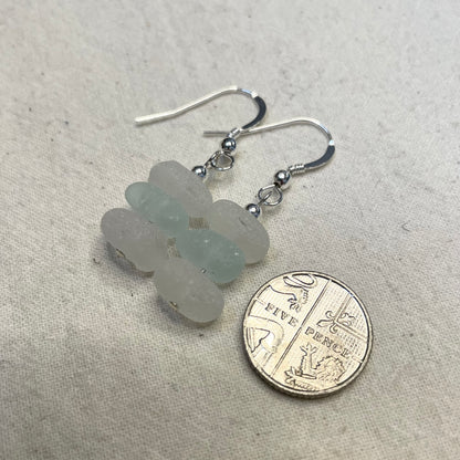 White and blue 1 Bead dangle Earrings (#901)