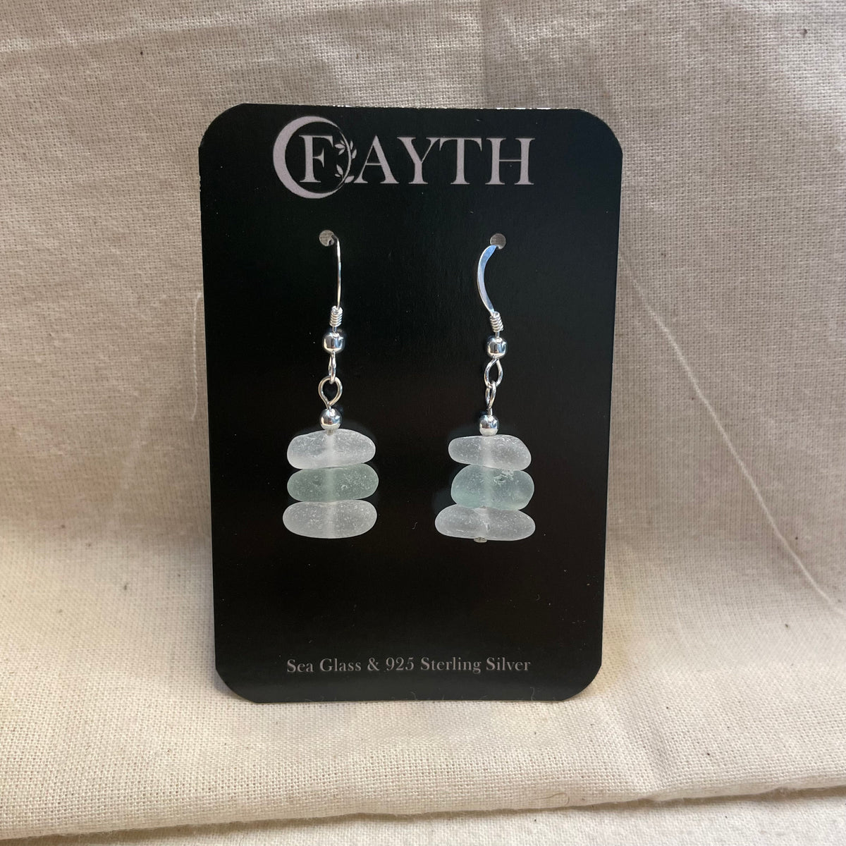 White and blue 1 Bead dangle Earrings (#902)