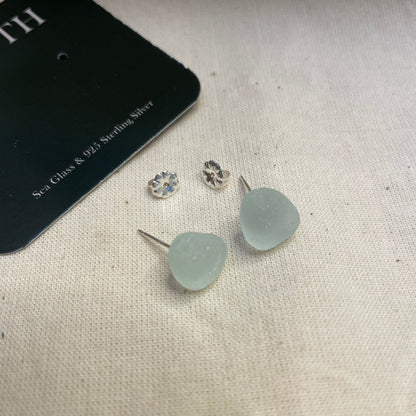 Seafoam blue Sea Glass Studs (#1)