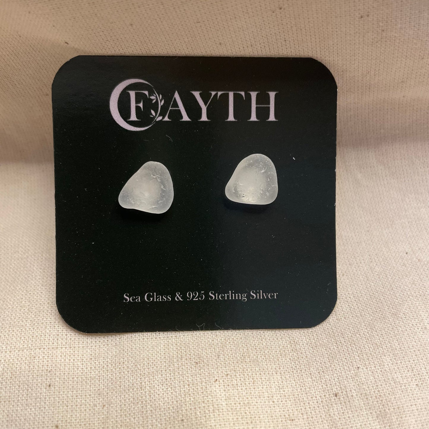 White Sea Glass Studs (#4)