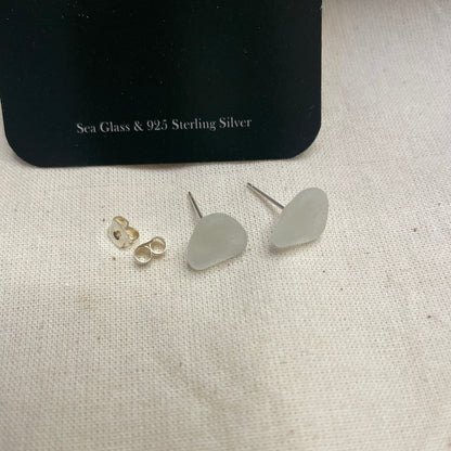 White Sea Glass Studs (#4)
