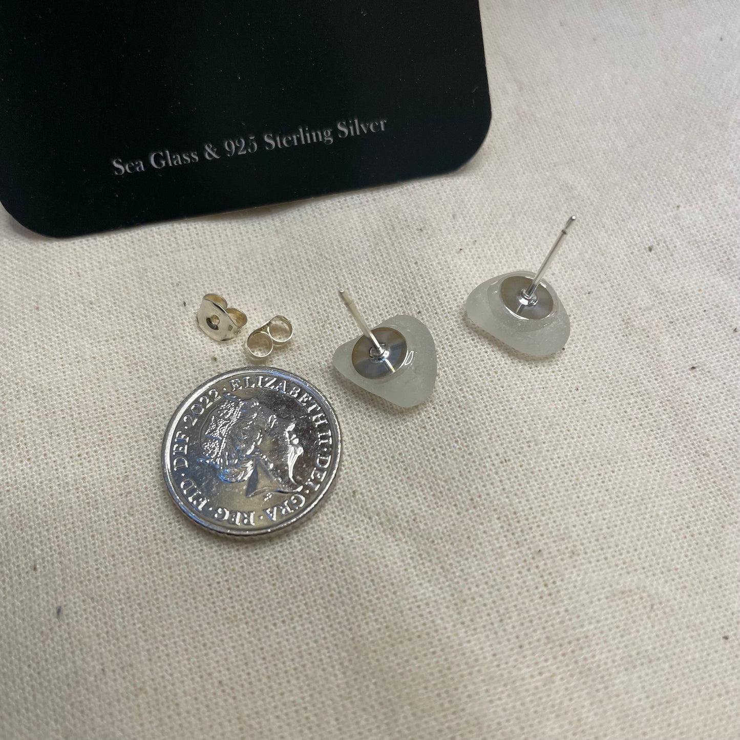 White Sea Glass Studs (#4)